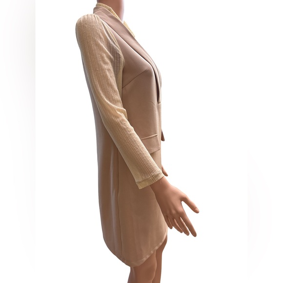 Lianjiani Chic Tan Long Sleeve Dress Medium - Picture 2 of 5